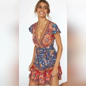 Zesica Boho Wrap Floral Wrap Dress size medium